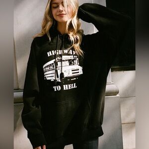 Brandy melville oversized Christy highway to hell hoodie